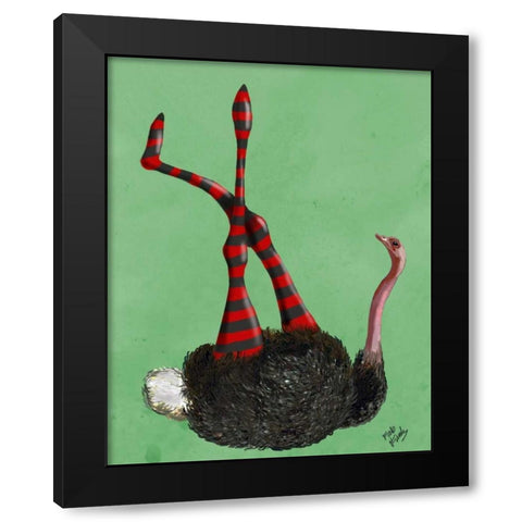 Ostrich Striped Leggings Black Modern Wood Framed Art Print with Double Matting by Fab Funky