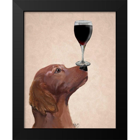 Red Setter Dog Au Vin Black Modern Wood Framed Art Print by Fab Funky