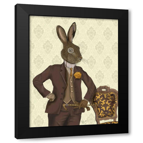 Dapper Hare Black Modern Wood Framed Art Print with Double Matting by Fab Funky