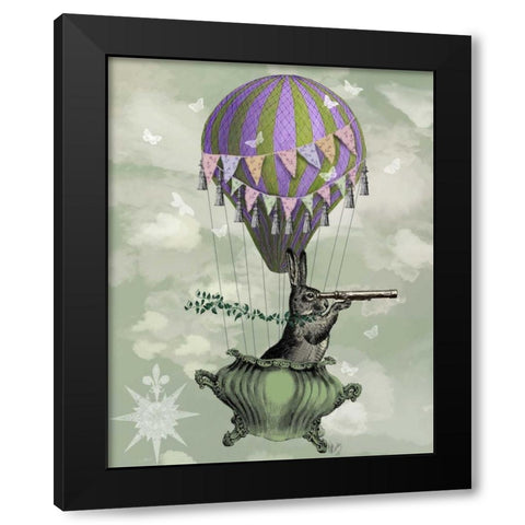 Navigating Rabbit Black Modern Wood Framed Art Print by Fab Funky