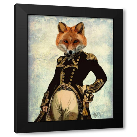 Admiral Fox Full Black Modern Wood Framed Art Print with Double Matting by Fab Funky