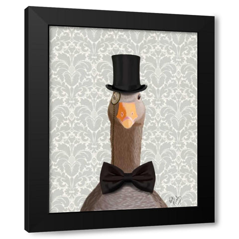 Distinguished Goose Black Modern Wood Framed Art Print by Fab Funky