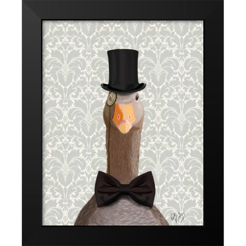Distinguished Goose Black Modern Wood Framed Art Print by Fab Funky