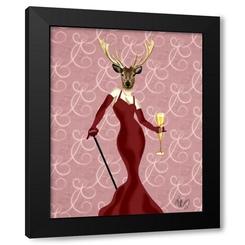Glamour Deer in Marsala Black Modern Wood Framed Art Print by Fab Funky