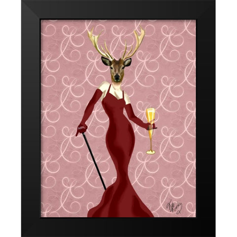 Glamour Deer in Marsala Black Modern Wood Framed Art Print by Fab Funky