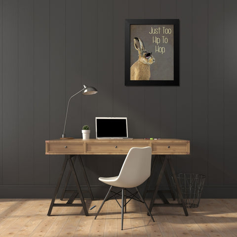 Too Hip To Hop Grey Black Modern Wood Framed Art Print by Fab Funky