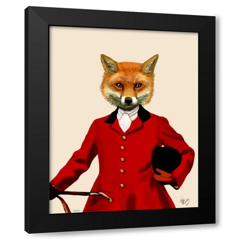 Fox Hunter 2 Portrait Black Modern Wood Framed Art Print by Fab Funky
