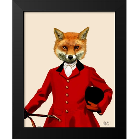Fox Hunter 2 Portrait Black Modern Wood Framed Art Print by Fab Funky