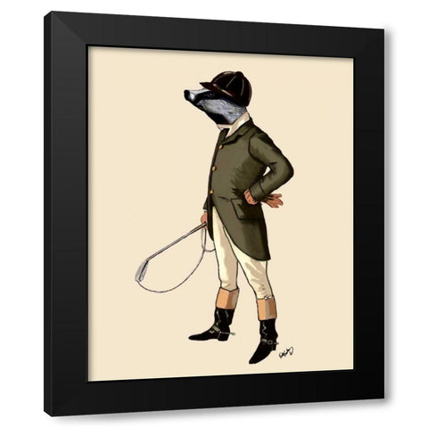 Badger The Rider Full Black Modern Wood Framed Art Print by Fab Funky