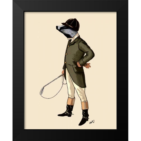 Badger The Rider Full Black Modern Wood Framed Art Print by Fab Funky