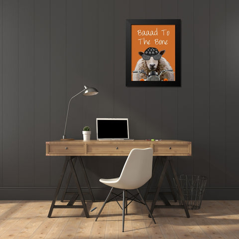 Baaad To the Bone Black Modern Wood Framed Art Print by Fab Funky