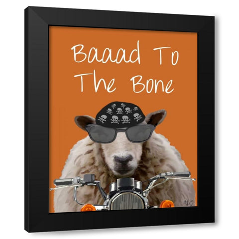Baaad To the Bone Black Modern Wood Framed Art Print by Fab Funky