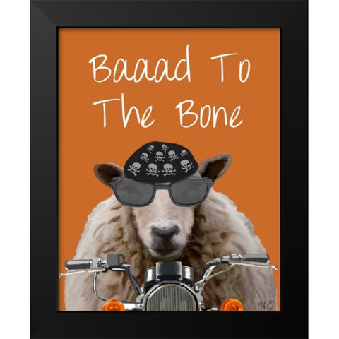 Baaad To the Bone Black Modern Wood Framed Art Print by Fab Funky