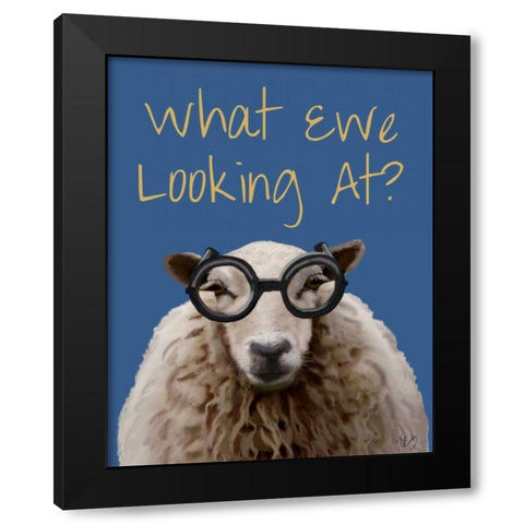 What Ewe Looking At Sheep Print Black Modern Wood Framed Art Print with Double Matting by Fab Funky