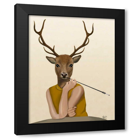 Dear Audrey Black Modern Wood Framed Art Print by Fab Funky