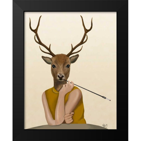 Dear Audrey Black Modern Wood Framed Art Print by Fab Funky