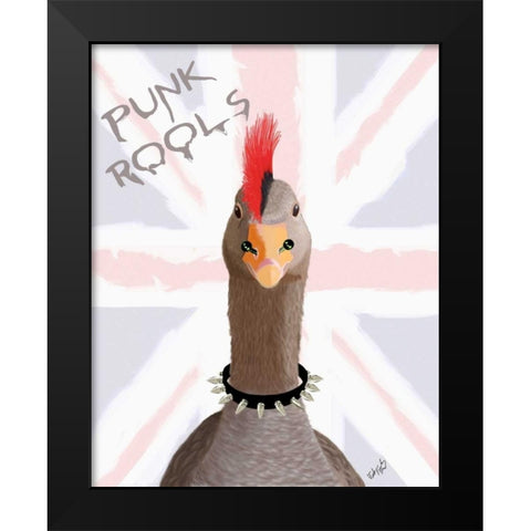 Punk Rock Goose Black Modern Wood Framed Art Print by Fab Funky