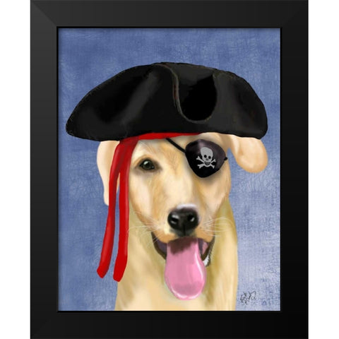 Yellow Labrador Pirate Black Modern Wood Framed Art Print by Fab Funky