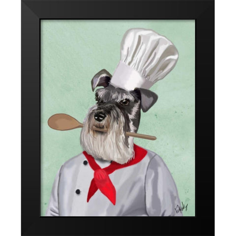 Schnauzer Chef Black Modern Wood Framed Art Print by Fab Funky