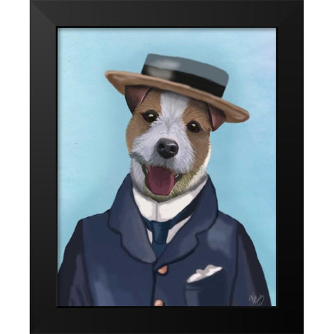 Jack Russell in Boater Black Modern Wood Framed Art Print by Fab Funky