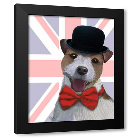 Union Jack Jack Russell Black Modern Wood Framed Art Print by Fab Funky