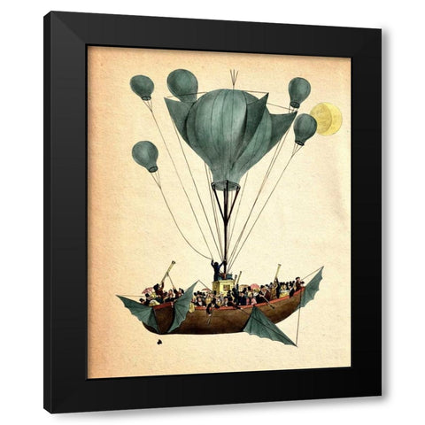 Diligenza Per La Luna Black Modern Wood Framed Art Print by Fab Funky