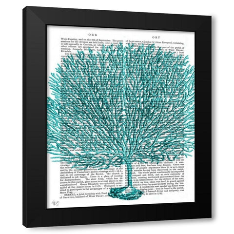 Blue Corals and Sea Urchins IV Black Modern Wood Framed Art Print with Double Matting by Fab Funky