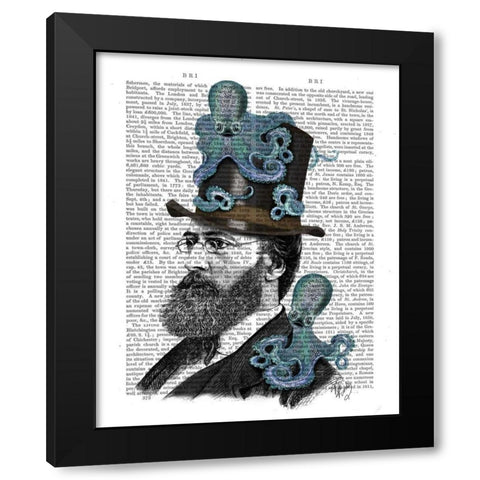 Doctor Octopus Black Modern Wood Framed Art Print by Fab Funky