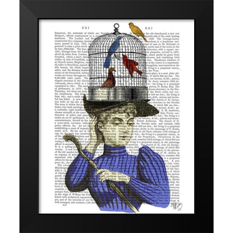Woman with Birdcage Hat Black Modern Wood Framed Art Print by Fab Funky