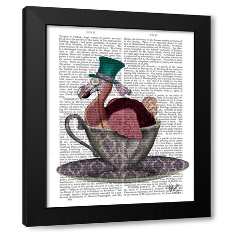 Dodo in Teacup Black Modern Wood Framed Art Print by Fab Funky
