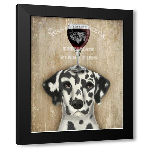 Dog Au Vin Dalmatian Black Modern Wood Framed Art Print by Fab Funky