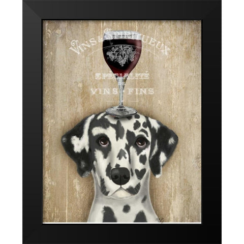 Dog Au Vin Dalmatian Black Modern Wood Framed Art Print by Fab Funky