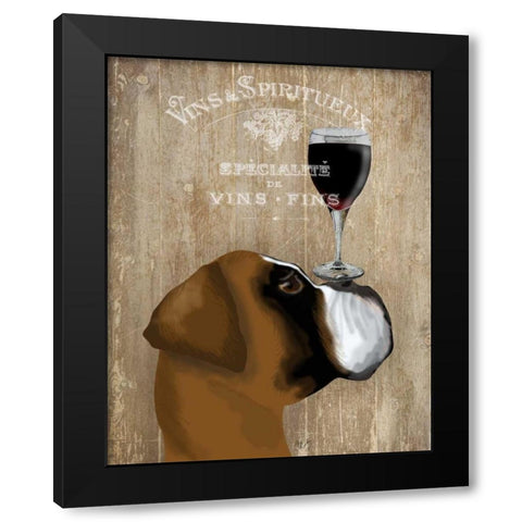 Dog Au Vin Boxer Black Modern Wood Framed Art Print by Fab Funky