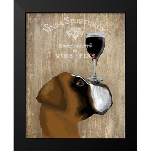 Dog Au Vin Boxer Black Modern Wood Framed Art Print by Fab Funky