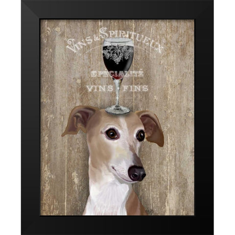 Dog Au Vin Greyhound Black Modern Wood Framed Art Print by Fab Funky