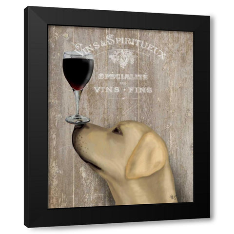 Dog Au Vin Yellow Labrador Black Modern Wood Framed Art Print by Fab Funky