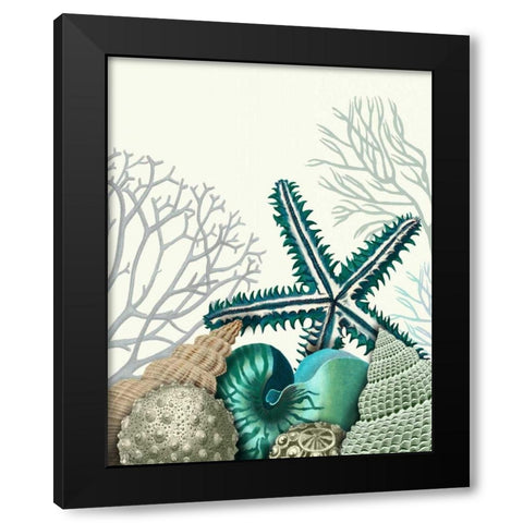 Starfish Under the Sea Black Modern Wood Framed Art Print by Fab Funky
