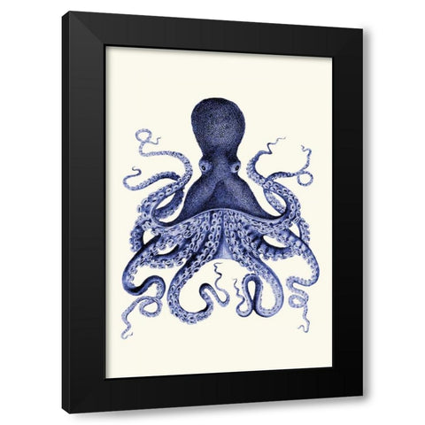 Blue Octopus 3 Black Modern Wood Framed Art Print by Fab Funky