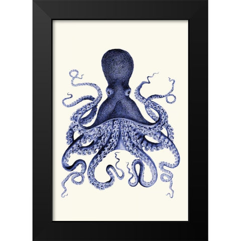 Blue Octopus 3 Black Modern Wood Framed Art Print by Fab Funky