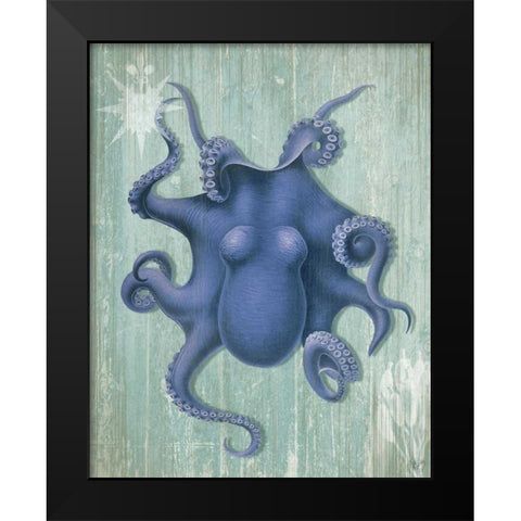 Coastal Life Collection 1 b Black Modern Wood Framed Art Print by Fab Funky