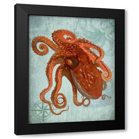 Coastal Life Collection 2 a Black Modern Wood Framed Art Print by Fab Funky