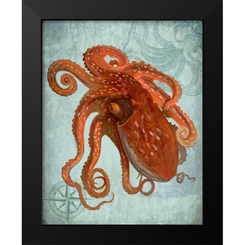 Coastal Life Collection 2 a Black Modern Wood Framed Art Print by Fab Funky