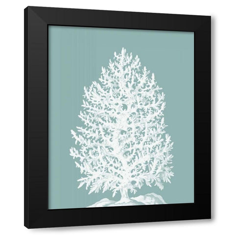 Coral Tree on Mist Blue/Green Black Modern Wood Framed Art Print by Fab Funky
