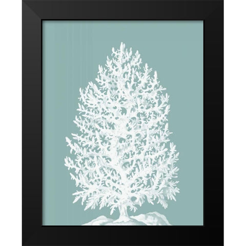 Coral Tree on Mist Blue/Green Black Modern Wood Framed Art Print by Fab Funky