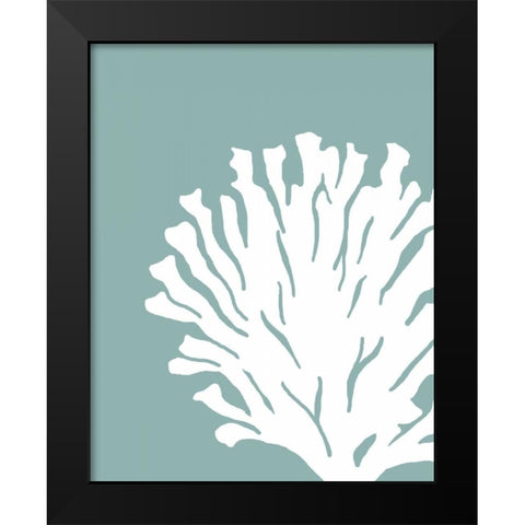 Corals White on Mist Blue Green d Black Modern Wood Framed Art Print by Fab Funky