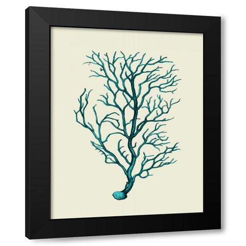 Corals Turquoise On Cream b Black Modern Wood Framed Art Print by Fab Funky