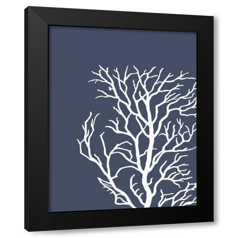 Corals White on Indigo Blue c Black Modern Wood Framed Art Print by Fab Funky