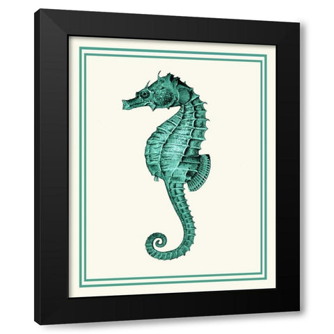 Mixed Nautical Green on Cream e Black Modern Wood Framed Art Print with Double Matting by Fab Funky