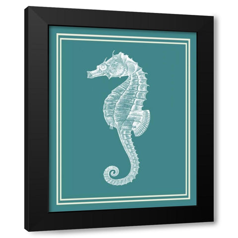 Mixed Nautical White on Teal d Black Modern Wood Framed Art Print with Double Matting by Fab Funky