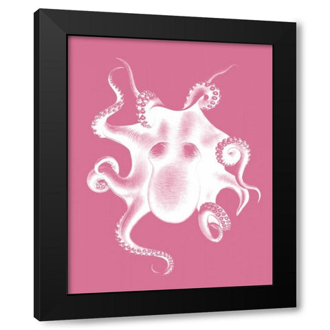 Octopus White on Pink c Black Modern Wood Framed Art Print by Fab Funky